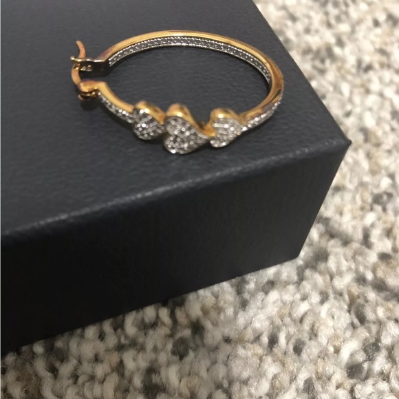 Danbury Mint Three Heart Earrings Gold And Diamond Gift Idea - Picture 4 of 4